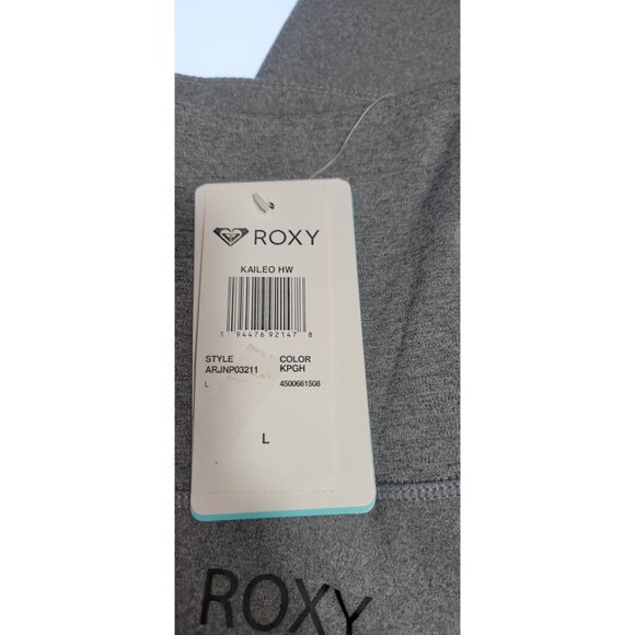 Roxy High Waisted Ankle Leggings Pants Womens Gray size Large Logo - Picture 2 of 6